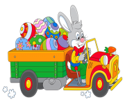 Easter Bunny with Egg Truck PNG Clipart