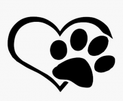 Pet Love Heart Die Cut Vinyl black and white