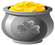 St Patrick Pot of Gold with Coins PNG Picture