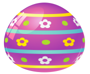 Purple Easter Egg with Flowers PNG Picture