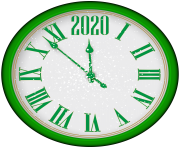 2020 New Year Green Clock PNG Clip Art