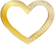 Gold Heart with Diamonds PNG Clip Art Image